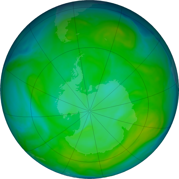 Antarctic ozone map for 12 December 2016